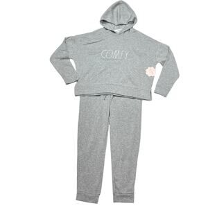 Rae Dunn COMFY Hoodie Sweatshirt Sweatpants Set Women Small Gray
